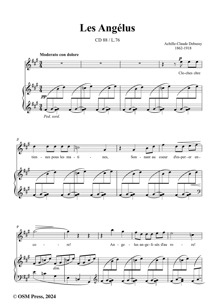 Debussy-Les Angélus,in f sharp minor Piano, Vocal scores gallery preview page 2