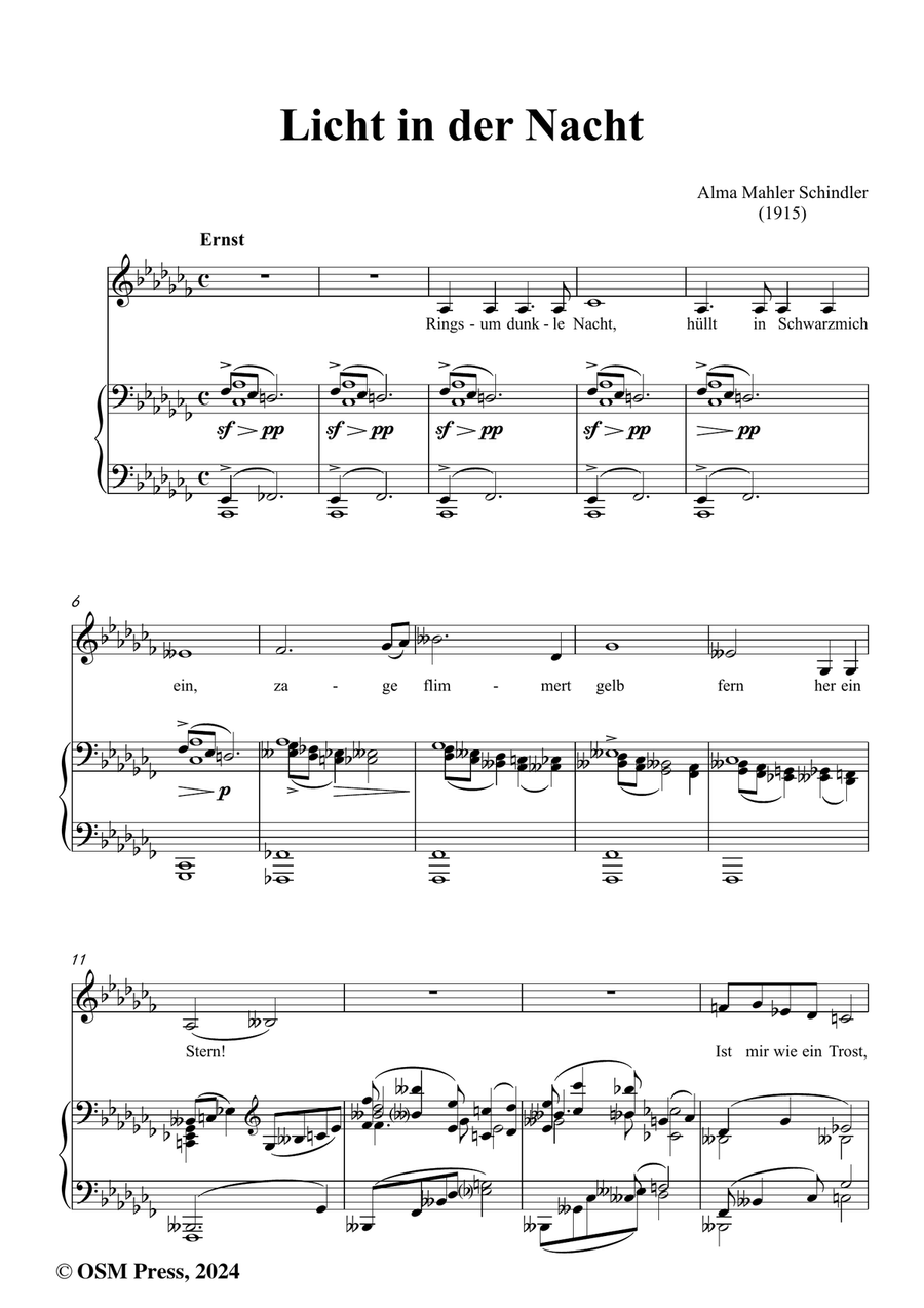 Alma Mahler-Licht in der Nacht,in a flat minor Piano, Vocal scores gallery preview page 2