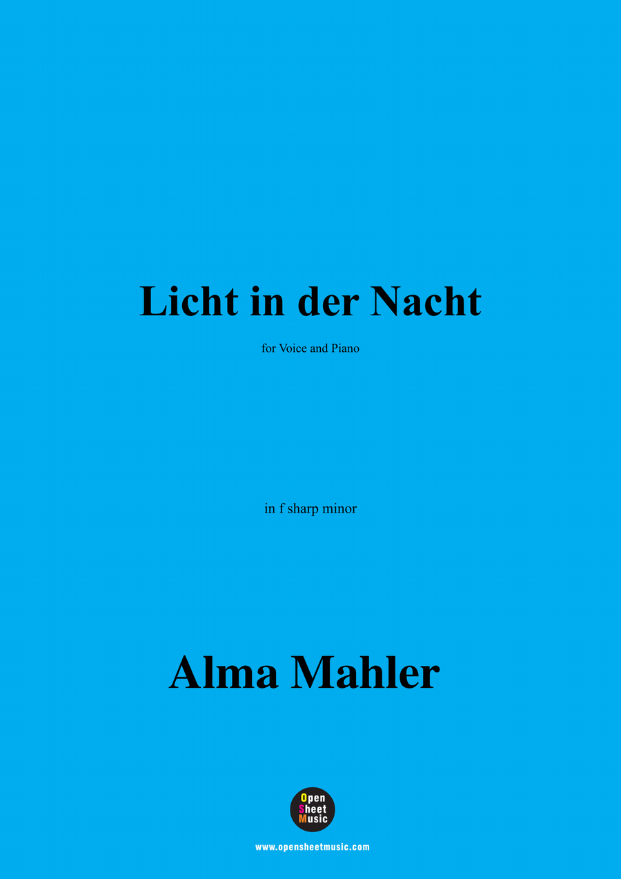 Alma Mahler-Licht in der Nacht,in f sharp minor Piano, Vocal scores gallery preview page 1