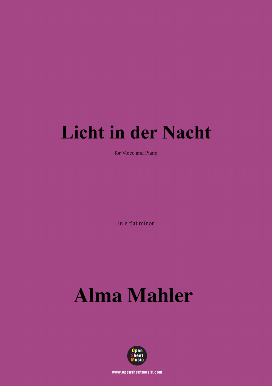 Alma Mahler-Licht in der Nacht,in e flat minor Piano, Vocal scores gallery preview page 1