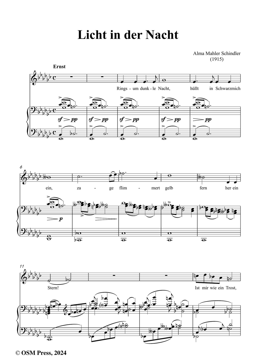 Alma Mahler-Licht in der Nacht,in e flat minor Piano, Vocal scores gallery preview page 2