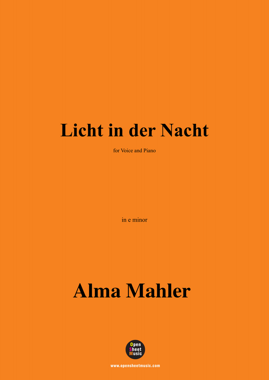 Alma Mahler-Licht in der Nacht,in e minor Piano, Vocal scores gallery preview page 1