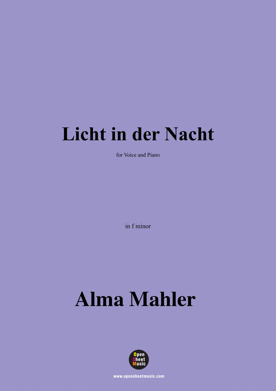 Alma Mahler-Licht in der Nacht,in f minor Piano, Vocal scores gallery preview page 1