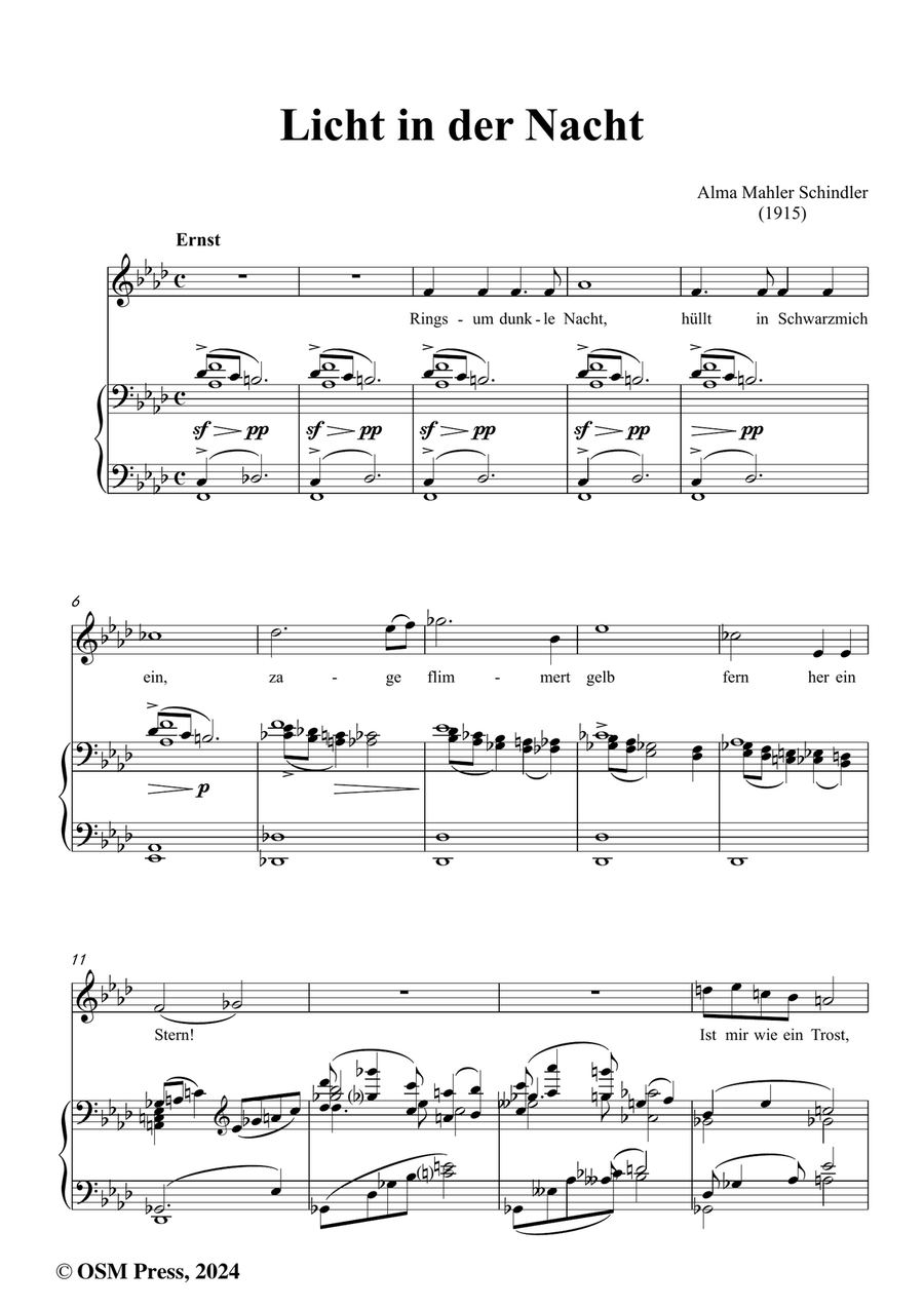 Alma Mahler-Licht in der Nacht,in f minor Piano, Vocal scores gallery preview page 2