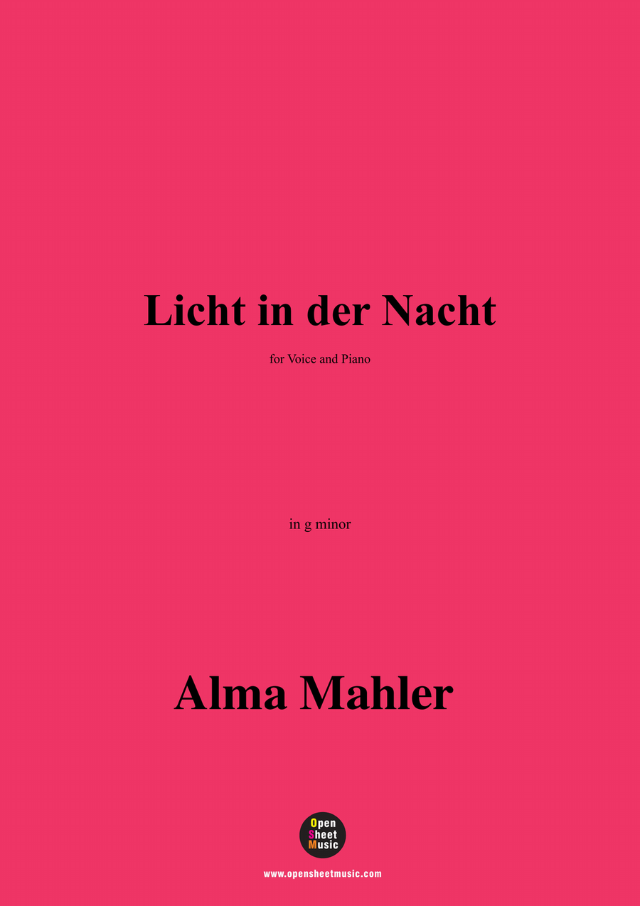Alma Mahler-Licht in der Nacht,in g minor Piano, Vocal scores gallery preview page 1
