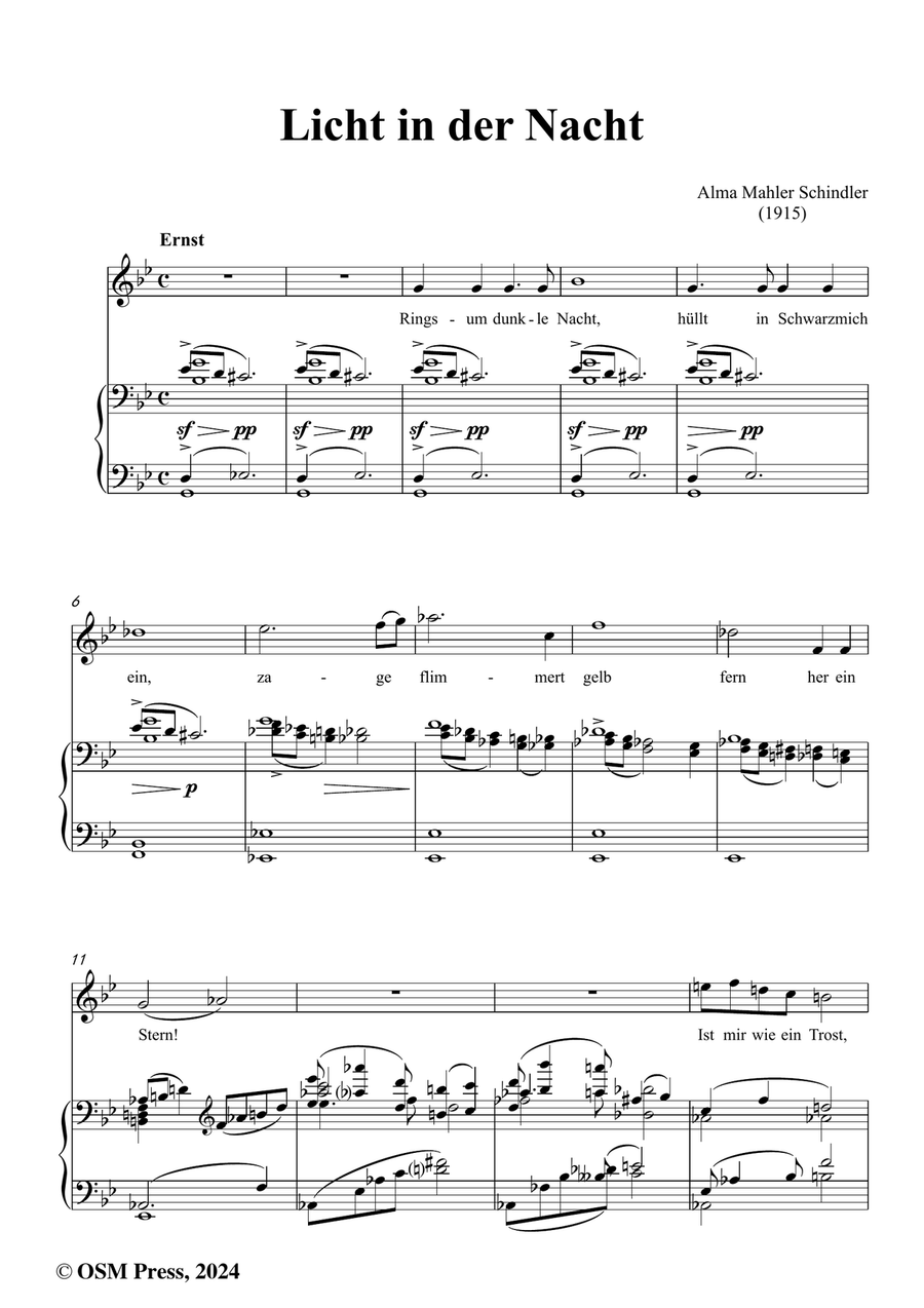 Alma Mahler-Licht in der Nacht,in g minor Piano, Vocal scores gallery preview page 2