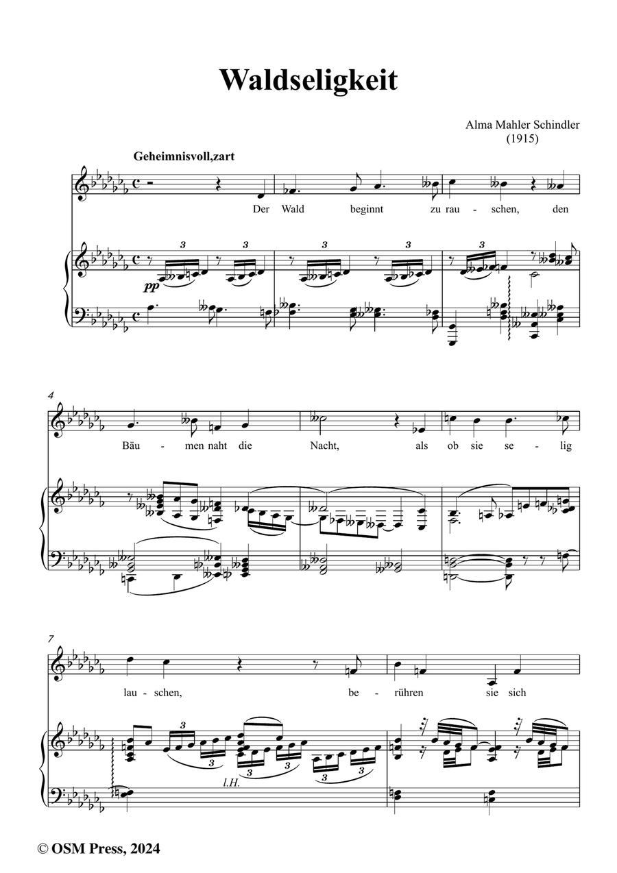 Alma Mahler-Waldseligkeit,in a flat minor Piano, Vocal scores gallery preview page 2
