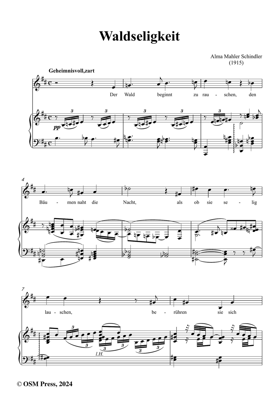 Alma Mahler-Waldseligkeit,in b minor Piano, Vocal scores gallery preview page 2