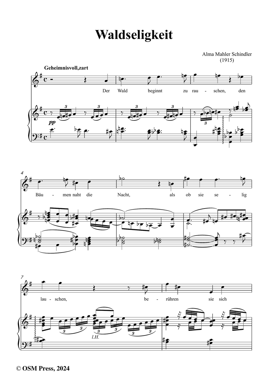 Alma Mahler-Waldseligkeit,in e minor Piano, Vocal scores gallery preview page 2