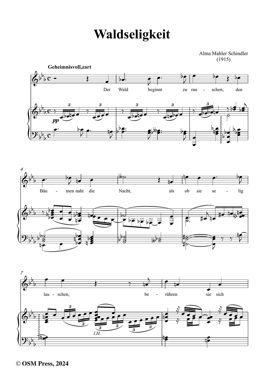 Alma Mahler-Waldseligkeit,in c minor Piano, Vocal scores gallery preview page 2