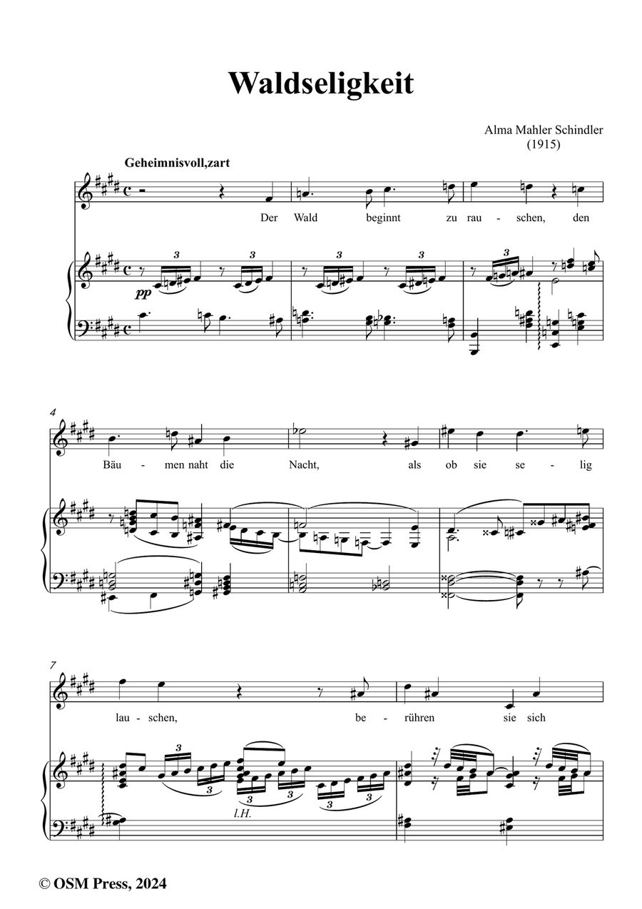 Alma Mahler-Waldseligkeit,in c sharp minor Piano, Vocal scores gallery preview page 2