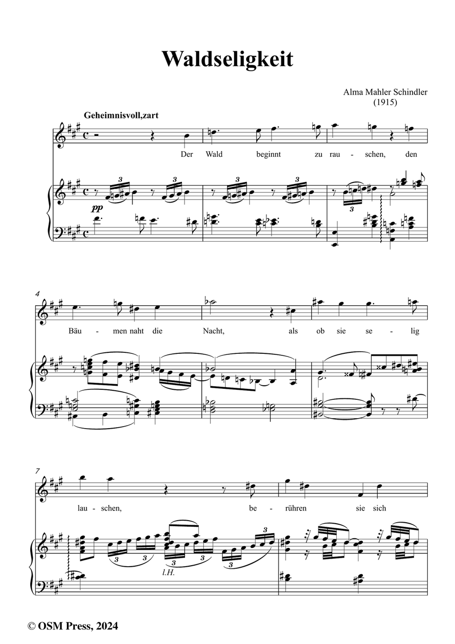 Alma Mahler-Waldseligkeit,in f sharp minor Piano, Vocal scores gallery preview page 2