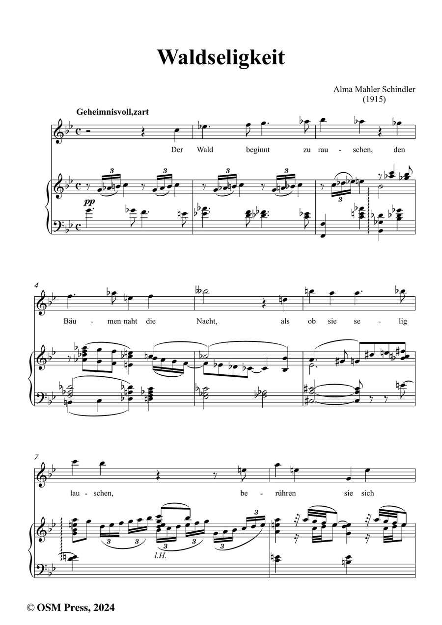 Alma Mahler-Waldseligkeit,in g minor Piano, Vocal scores gallery preview page 2