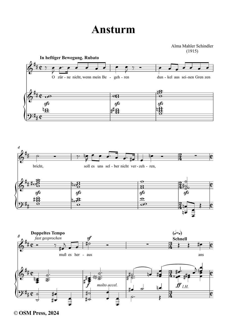Alma Mahler-Ansturm,in b minor Piano, Vocal scores gallery preview page 2