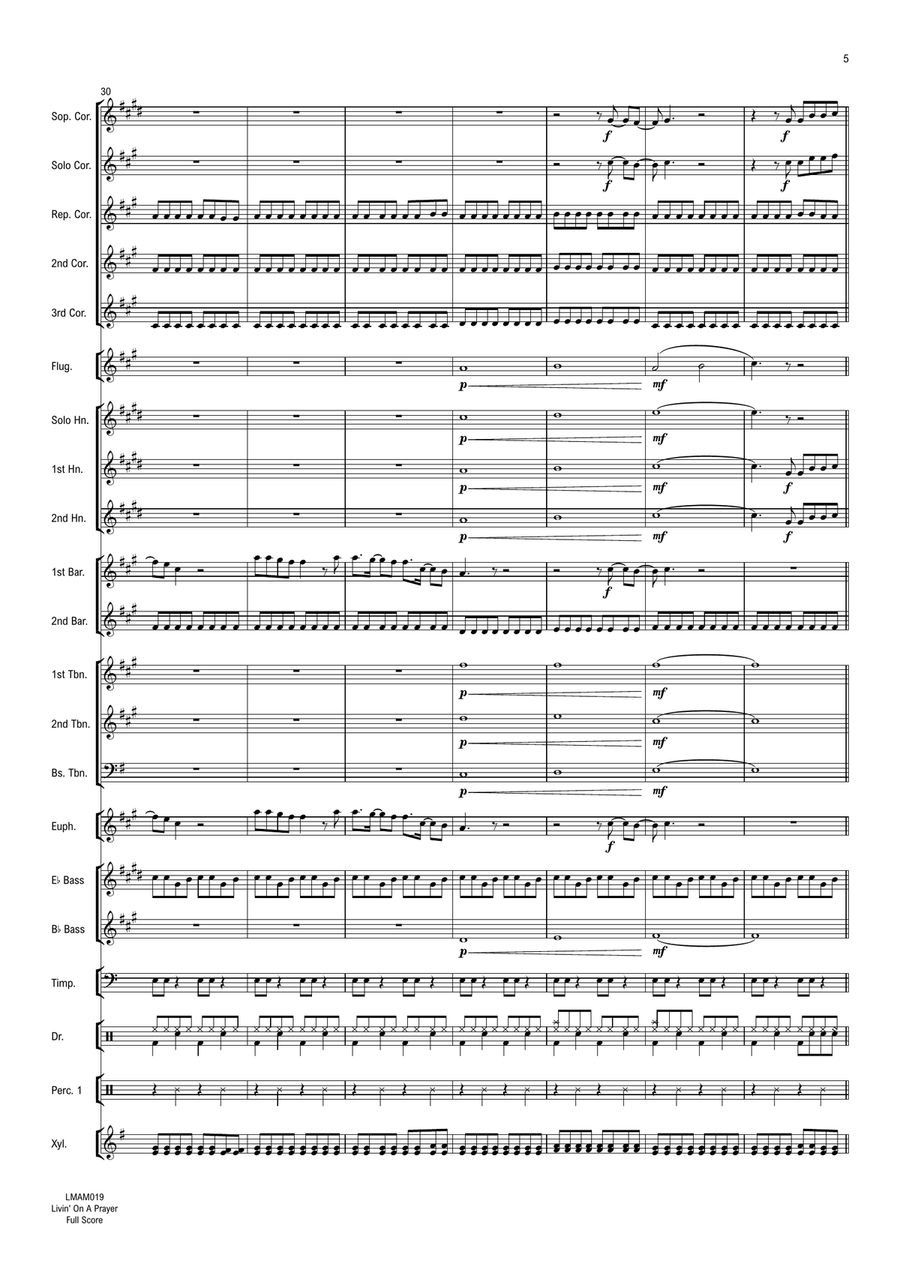 Livin' On A Prayer Brass Band scores gallery preview page 6