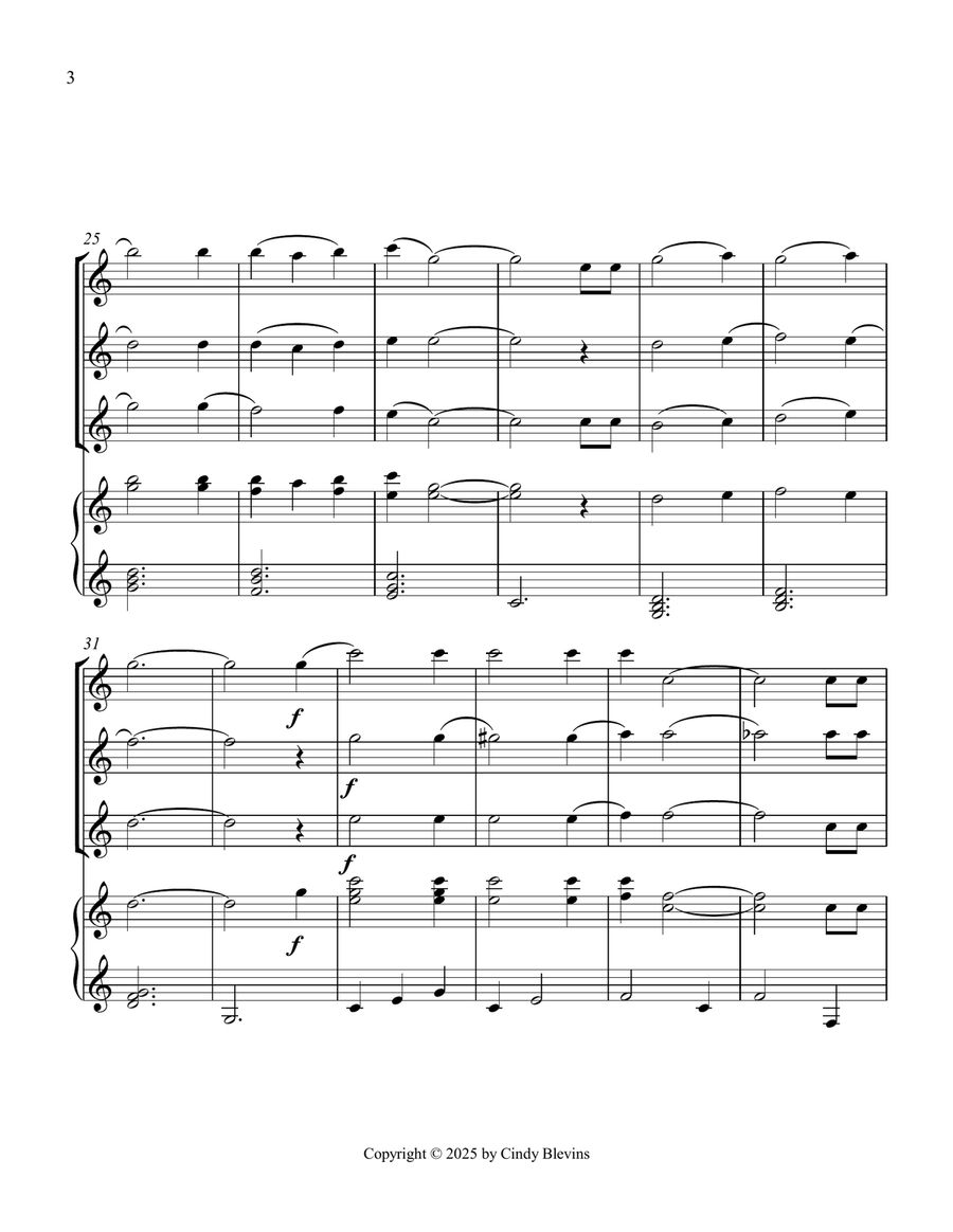 His Eye Is On the Sparrow, for Three Flutes and Piano Small Ensemble scores gallery preview page 4