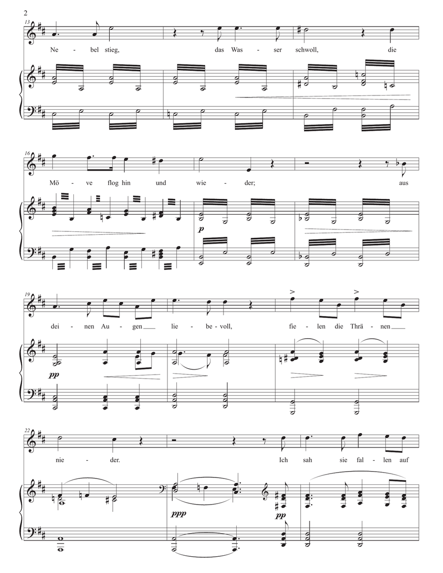 SCHUBERT: Am Meer, D. 957 no. 12 (transposed to D major) Piano, Vocal scores gallery preview page 3
