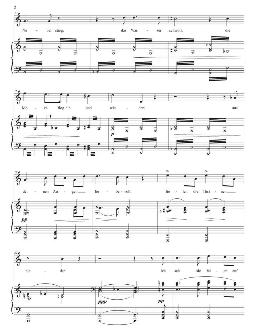 SCHUBERT: Am Meer, D. 957 no. 12 (transposed to C major) Piano, Vocal scores gallery preview page 3