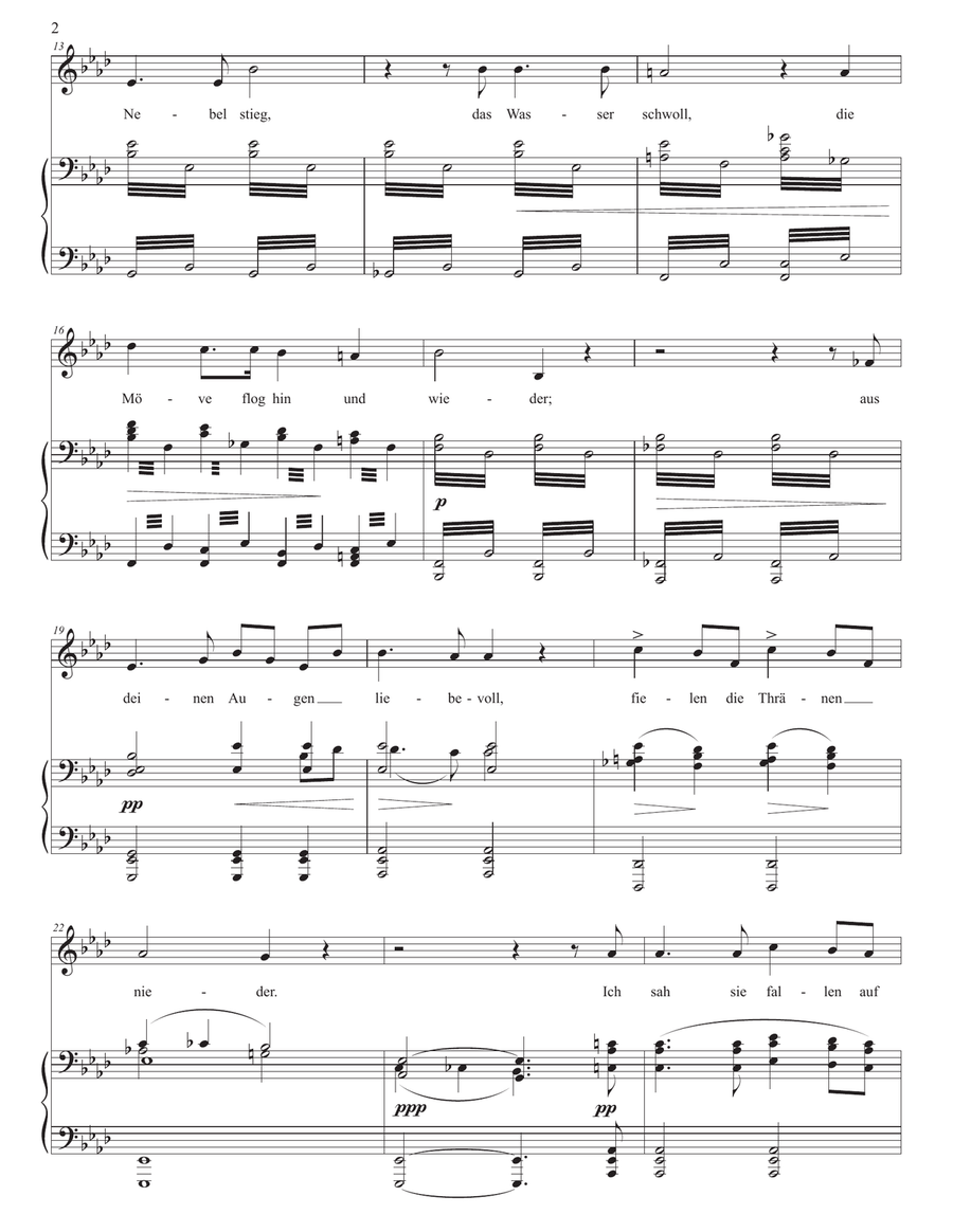 SCHUBERT: Am Meer, D. 957 no. 12 (transposed to A-flat major) Piano, Vocal scores gallery preview page 3