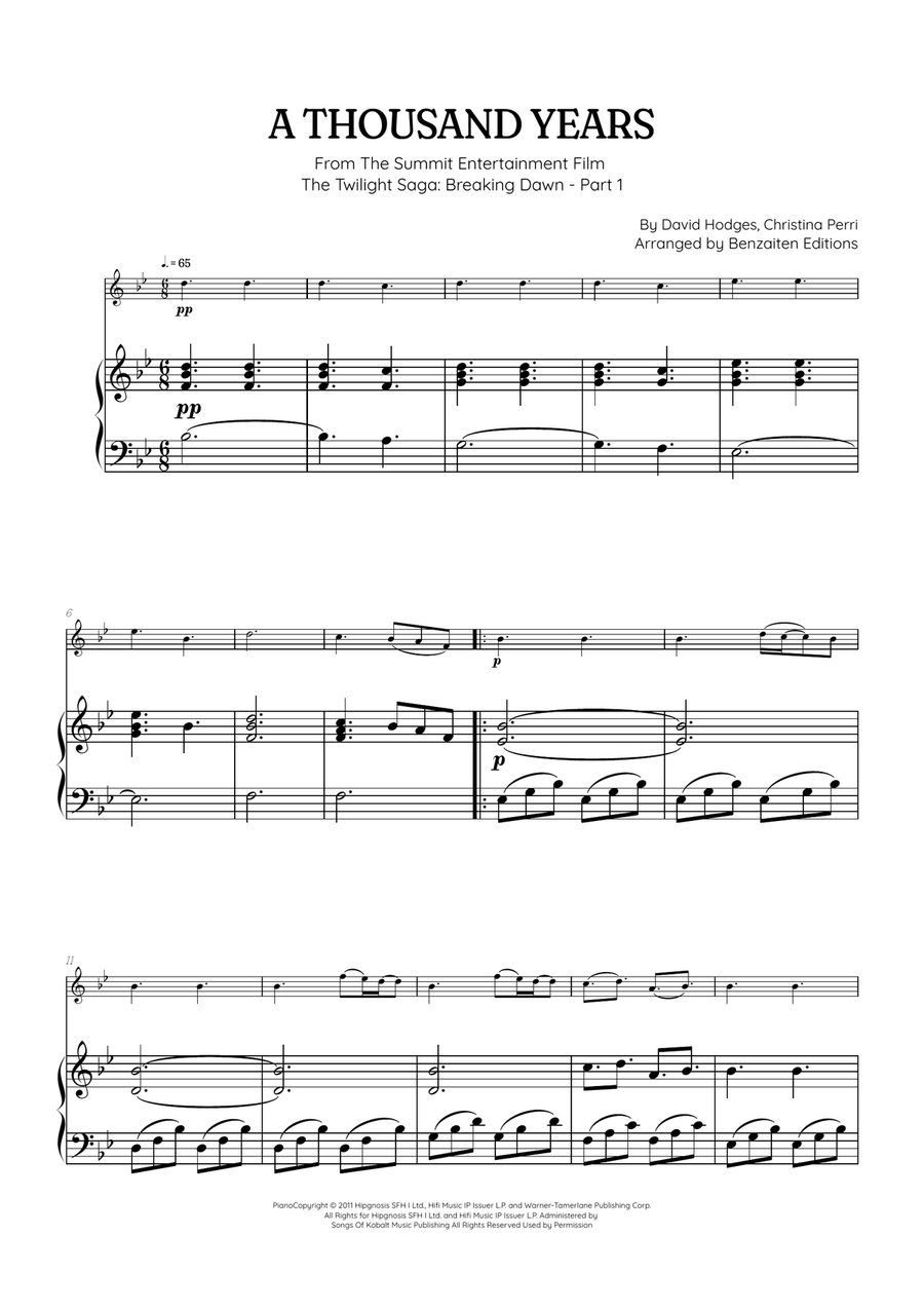 A Thousand Years Violin Solo scores gallery preview page 1