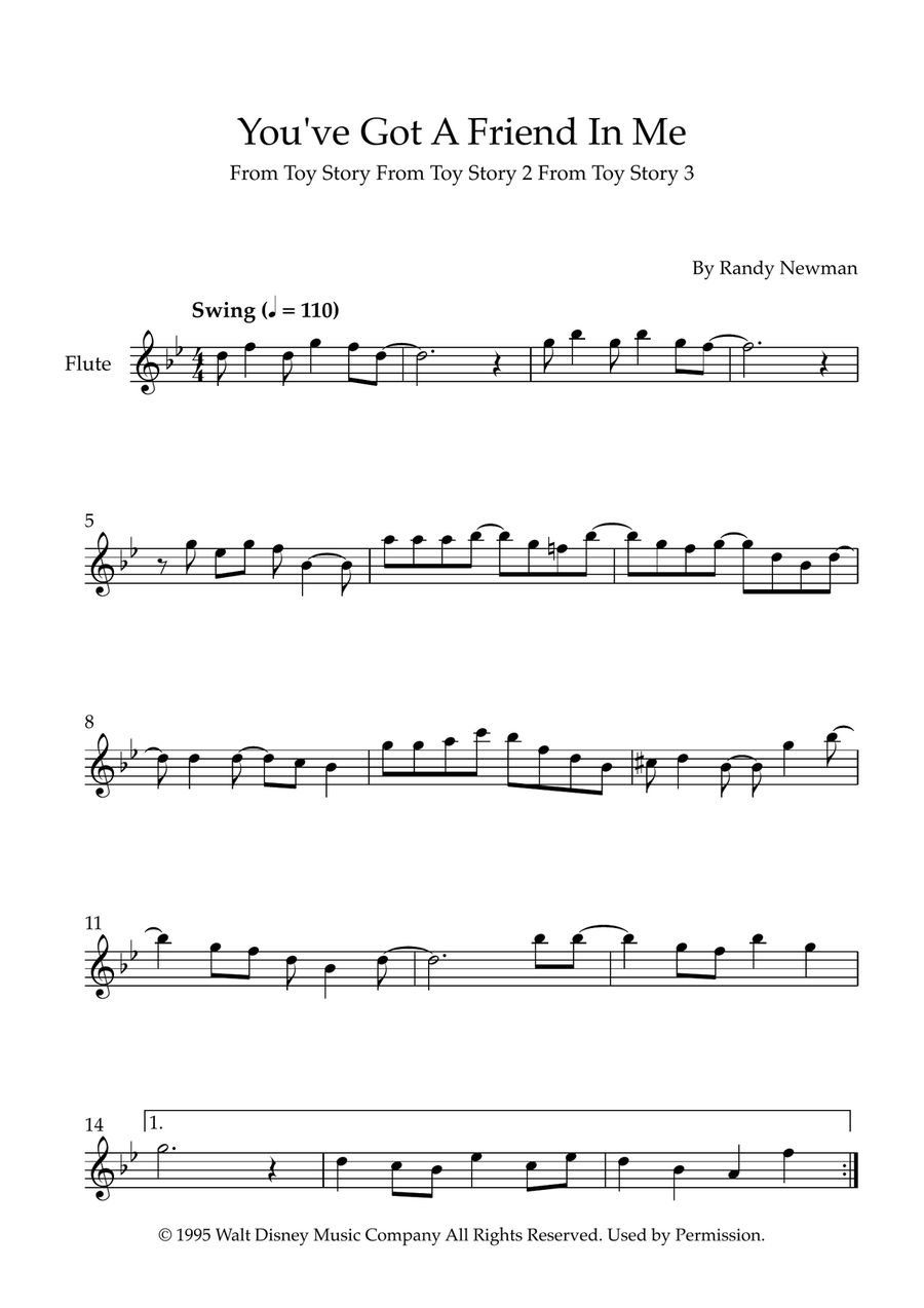 You've Got A Friend In Me Flute Solo scores gallery preview page 1