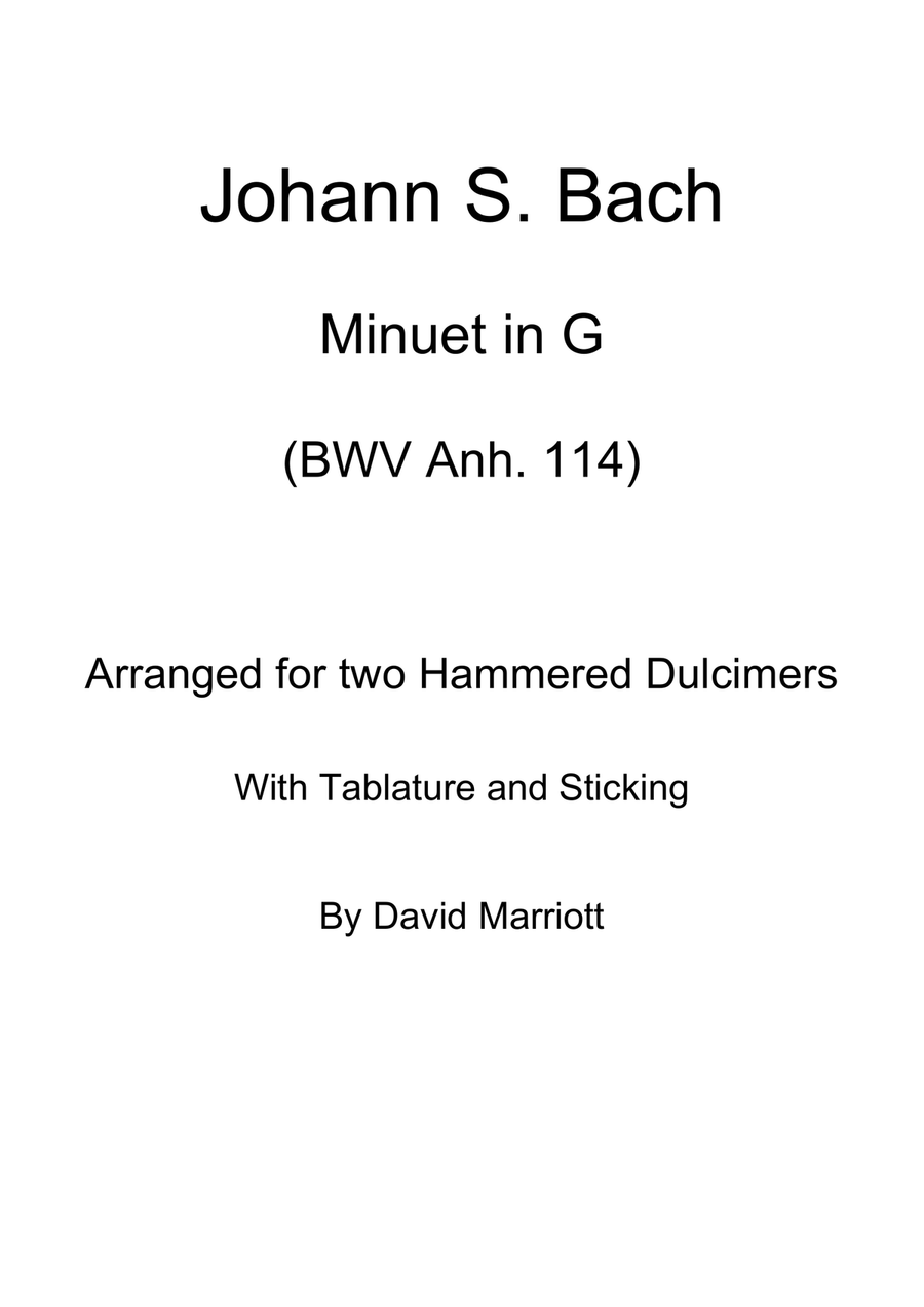 Minuet in G Major Minuet in G Major Dulcimer scores gallery preview page 1