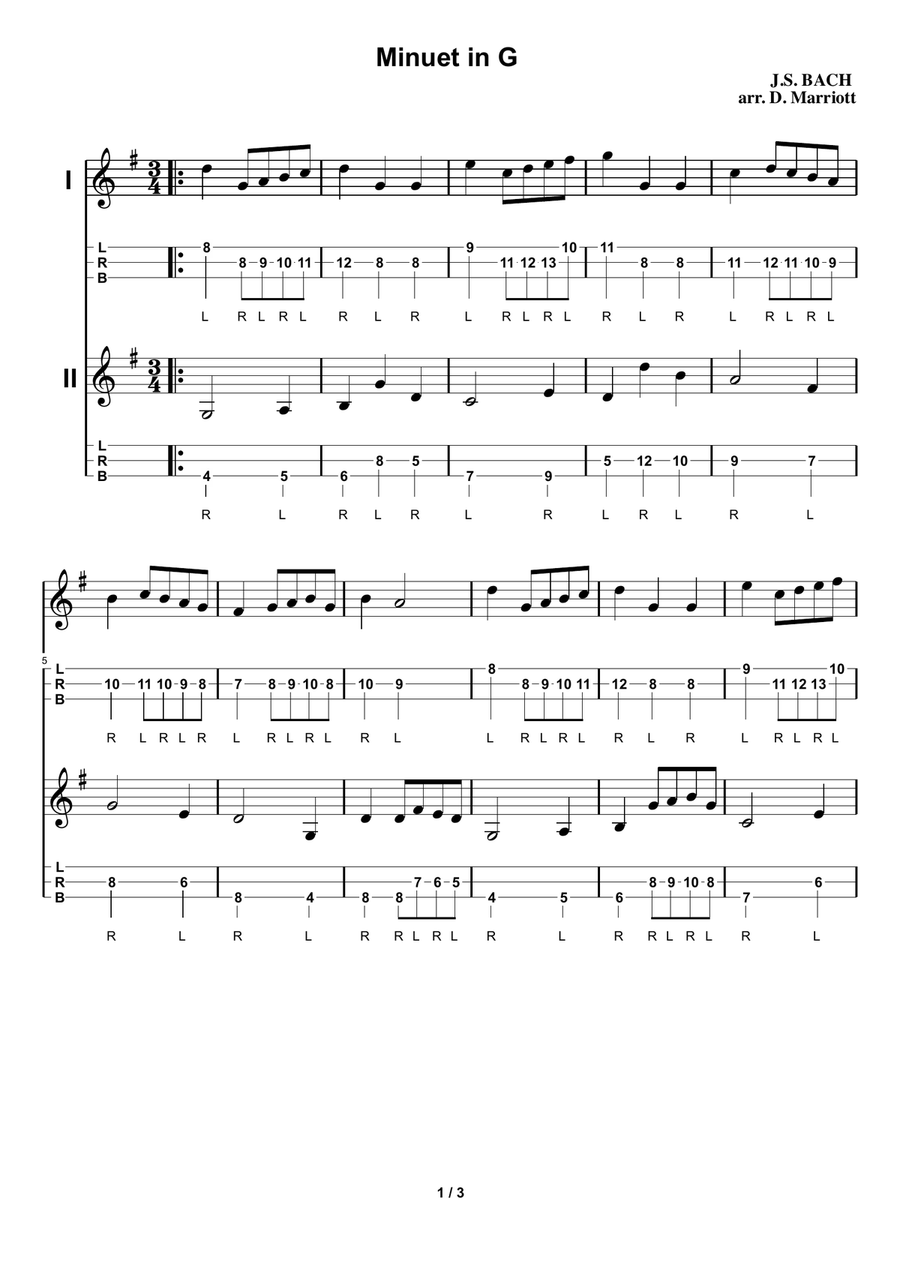 Minuet in G Major Minuet in G Major Dulcimer scores gallery preview page 3