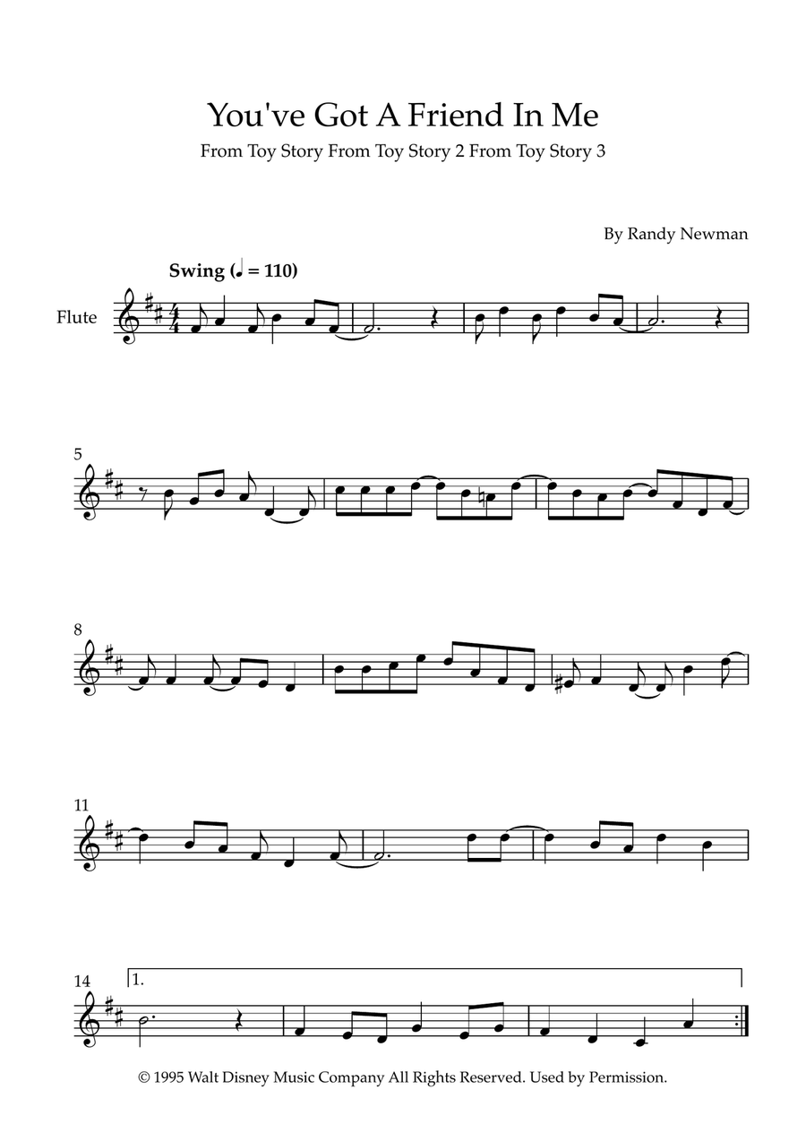 You've Got A Friend In Me Flute Solo scores gallery preview page 1