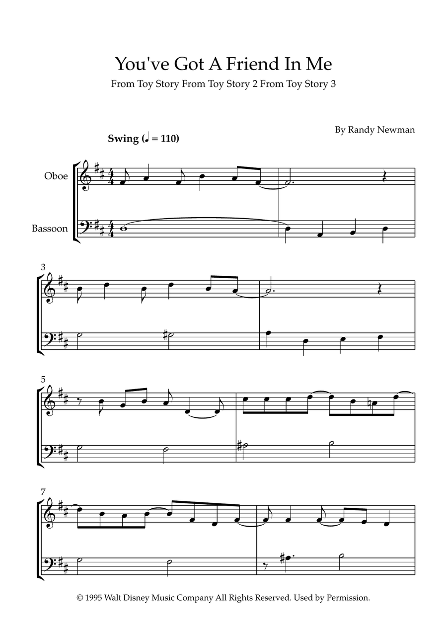 You've Got A Friend In Me Woodwind Duet scores gallery preview page 1