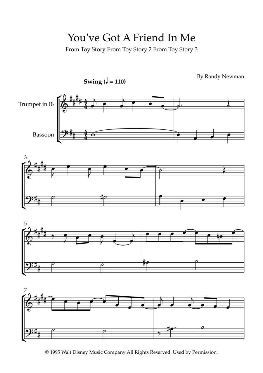 You've Got A Friend In Me Bassoon scores gallery preview page 1