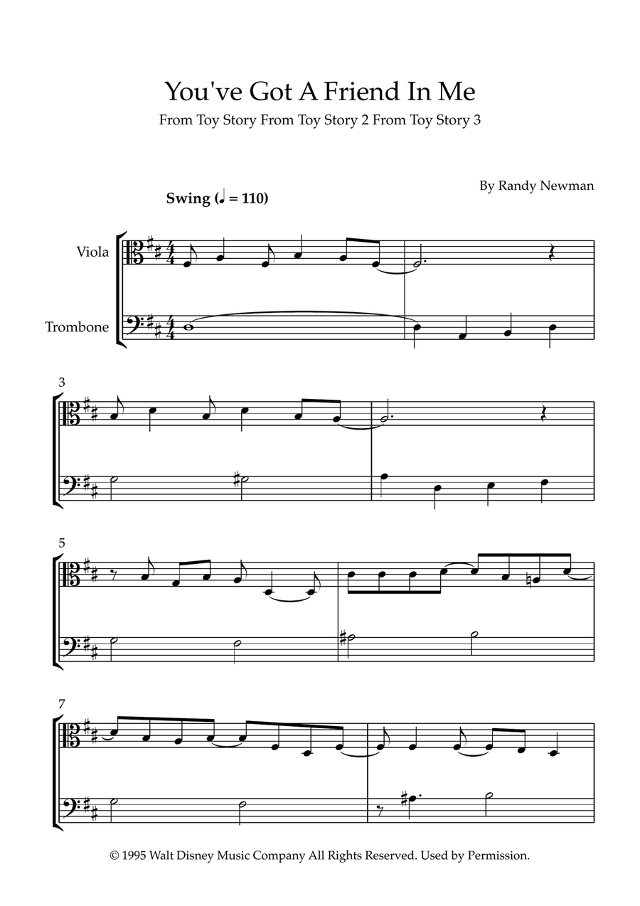 You've Got A Friend In Me Trombone scores gallery preview page 1