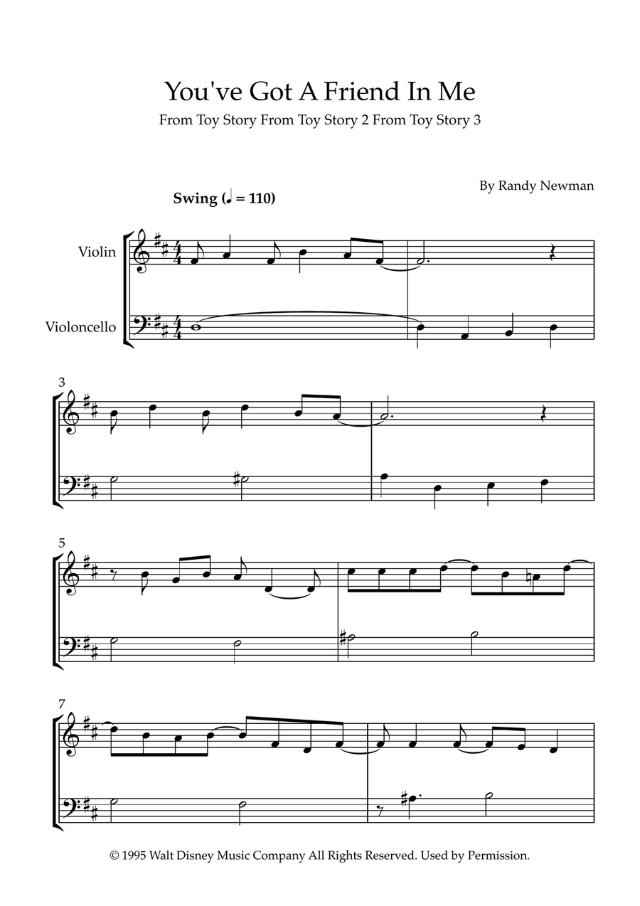 You've Got A Friend In Me String Duet scores gallery preview page 1