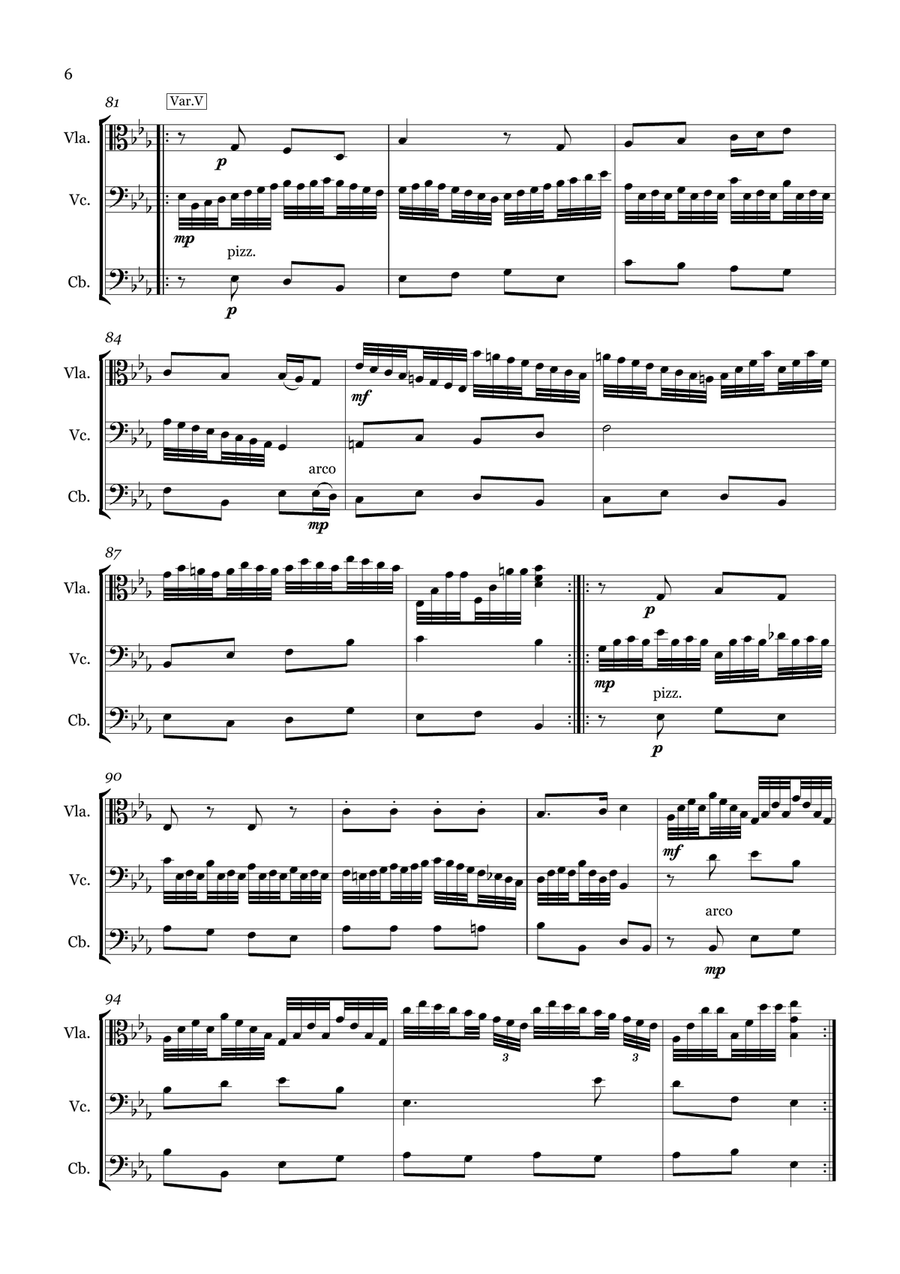 Divertimento in Eb for Viola, Cello & Bass String Trio scores gallery preview page 6