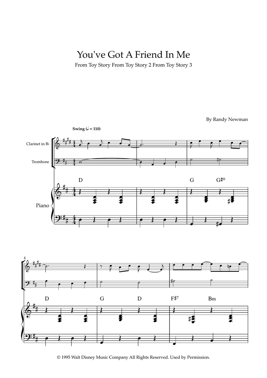 You've Got A Friend In Me B-Flat Clarinet scores gallery preview page 1
