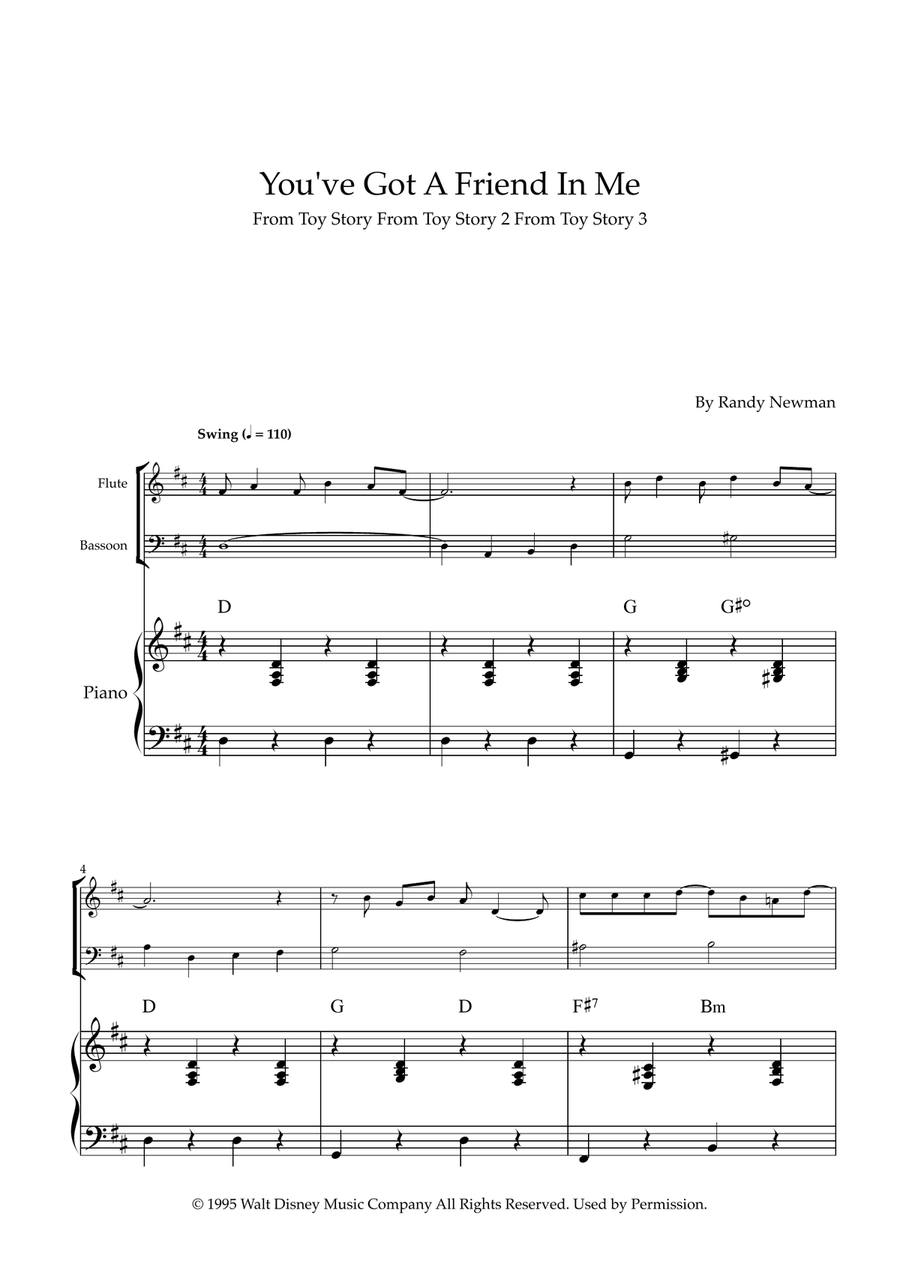 You've Got A Friend In Me Woodwind Duet scores gallery preview page 1