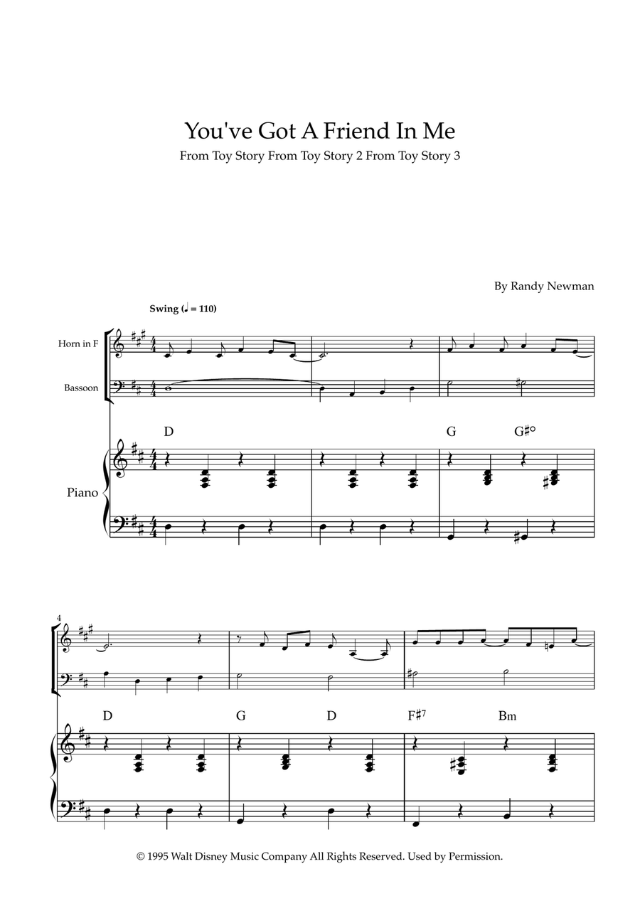 You've Got A Friend In Me Woodwind Duet scores gallery preview page 1