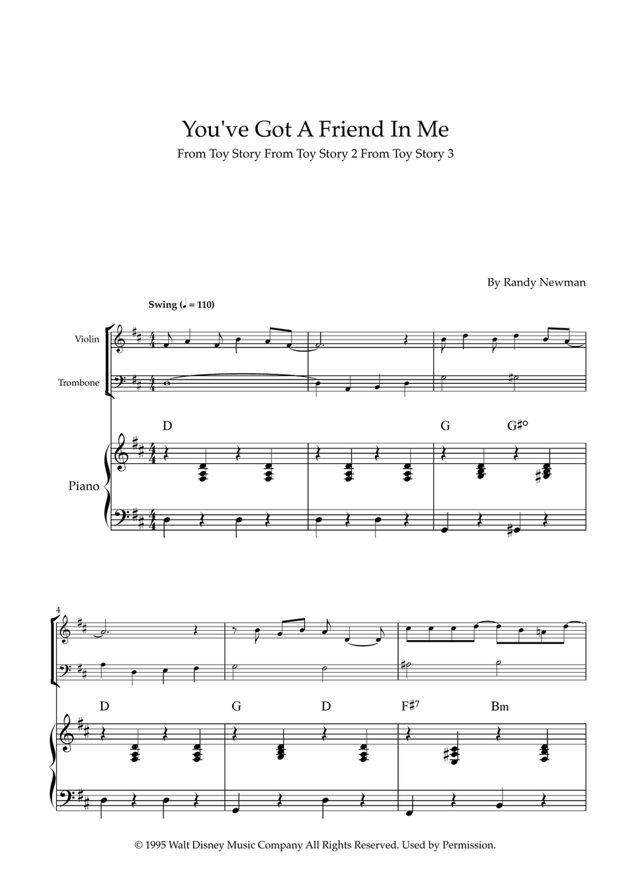 You've Got A Friend In Me Trombone scores gallery preview page 1