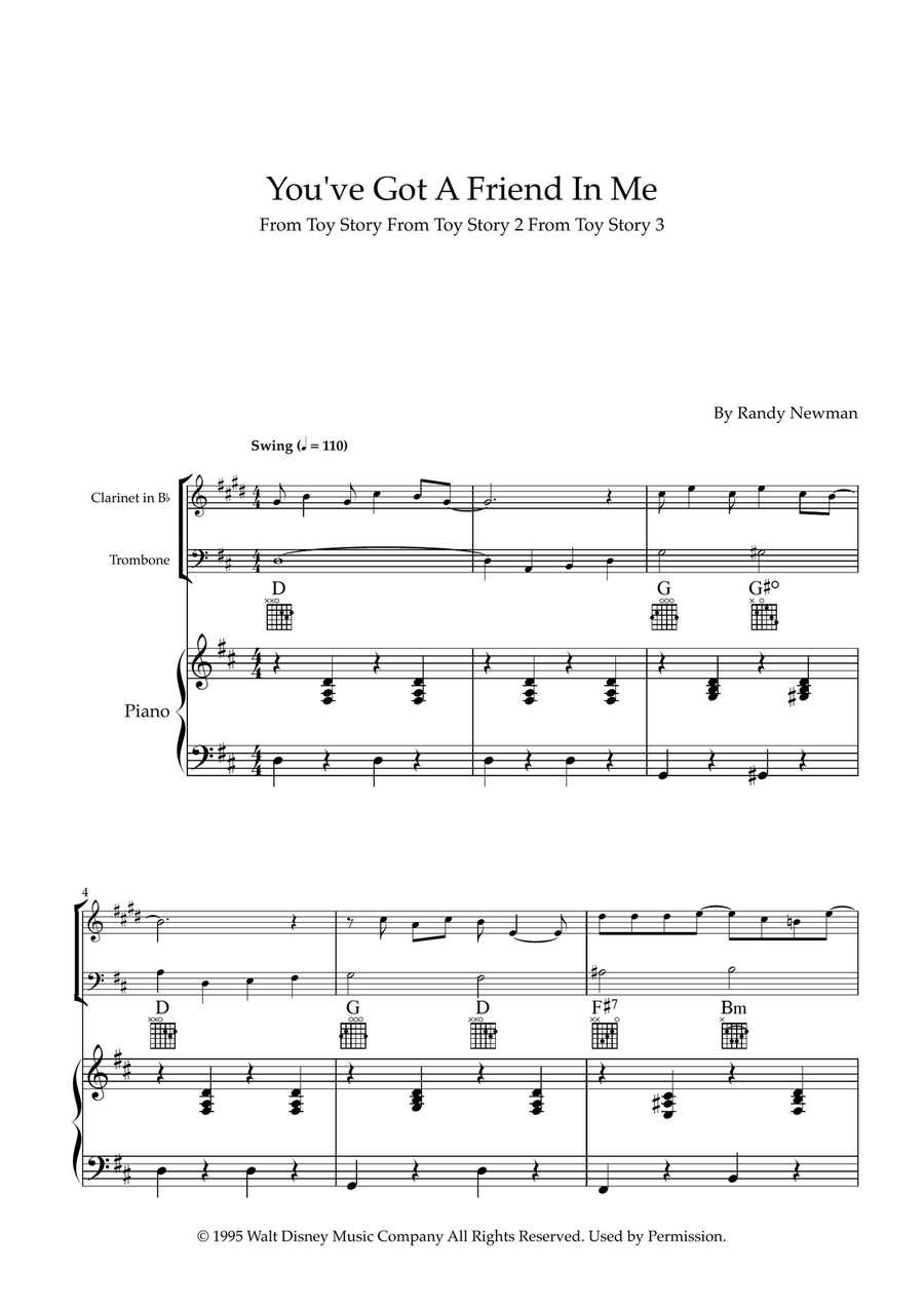 You've Got A Friend In Me B-Flat Clarinet scores gallery preview page 1