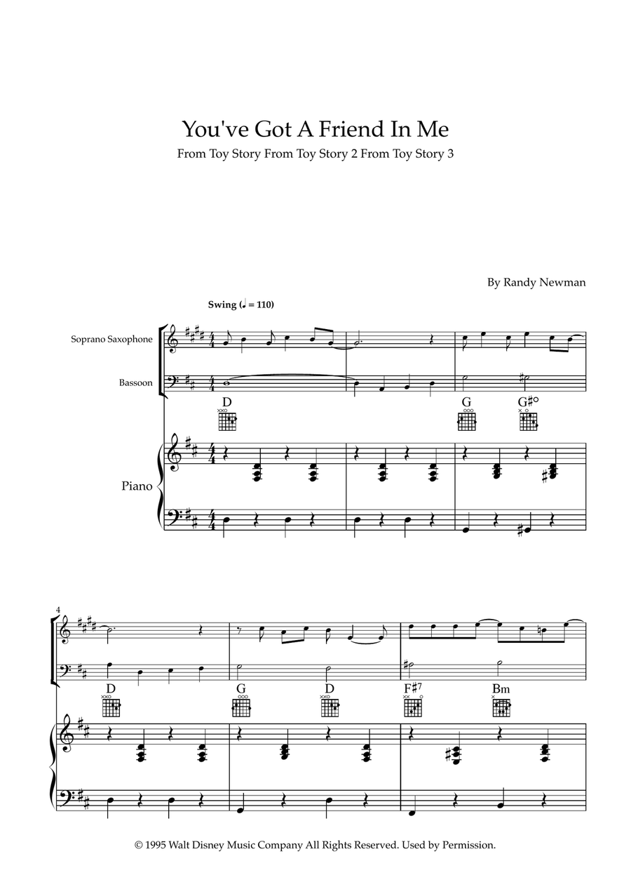 You've Got A Friend In Me Woodwind Duet scores gallery preview page 1