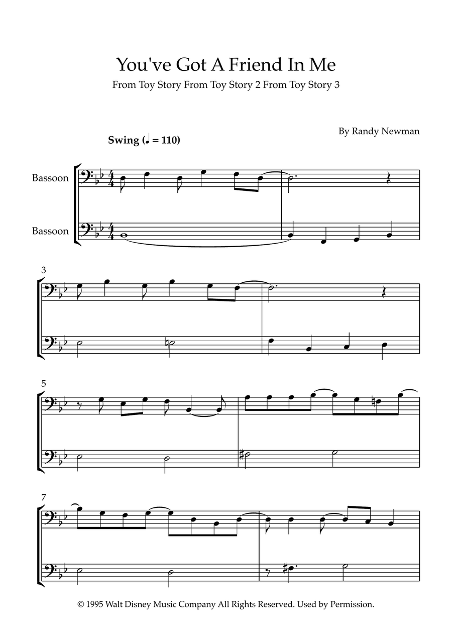 You've Got A Friend In Me Woodwind Duet scores gallery preview page 1