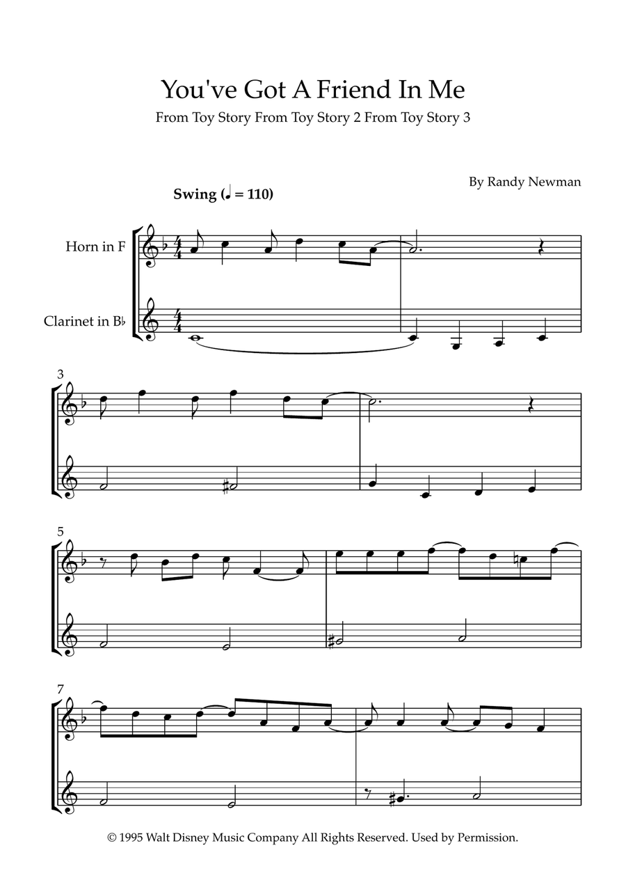 You've Got A Friend In Me Woodwind Duet scores gallery preview page 1