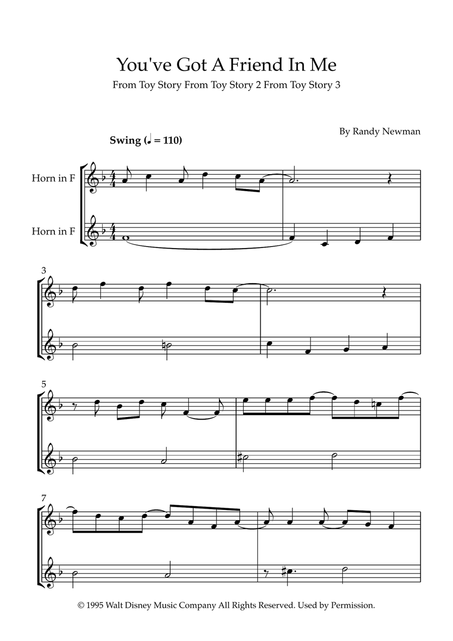 You've Got A Friend In Me Brass Duet scores gallery preview page 1