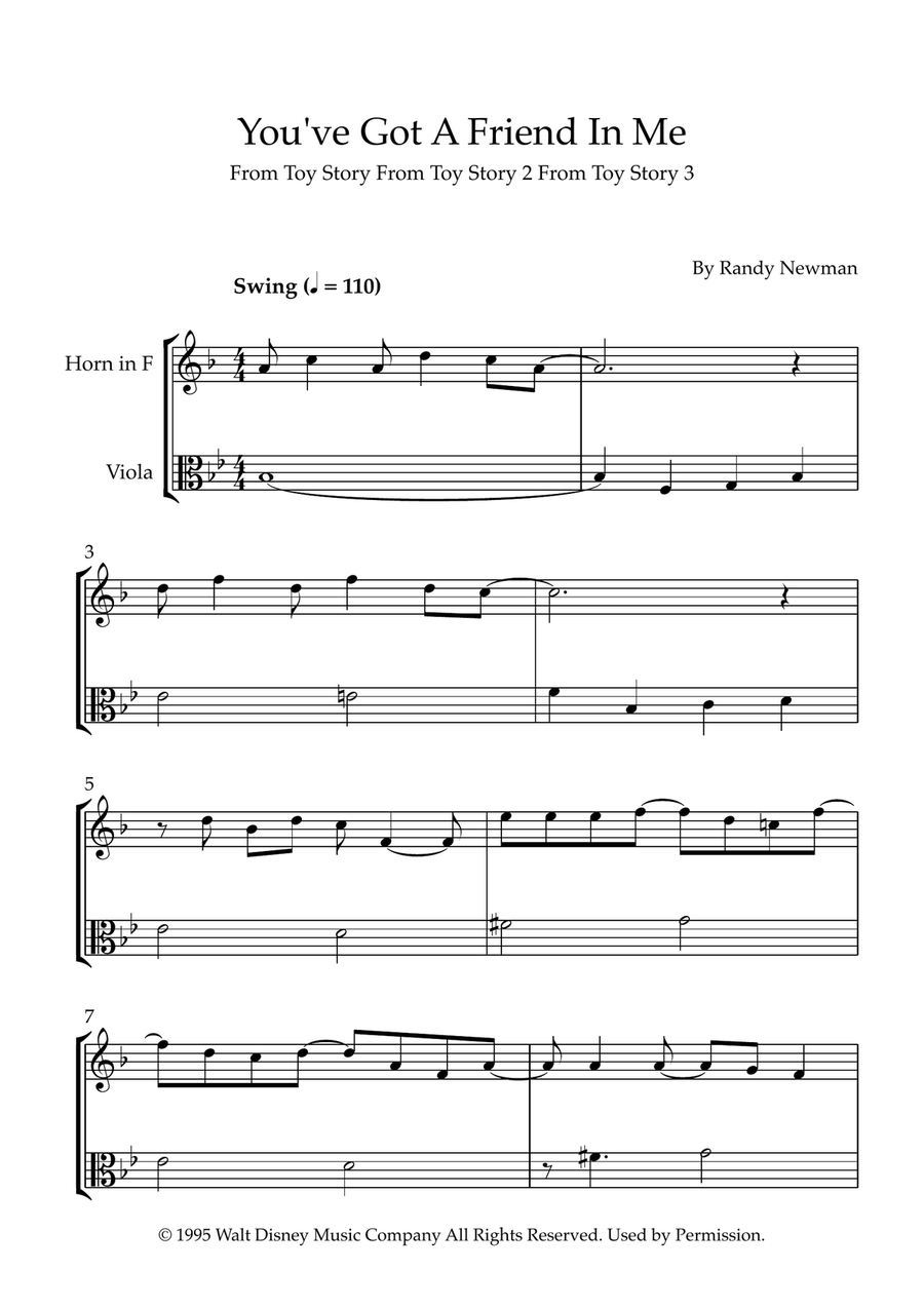 You've Got A Friend In Me Horn scores gallery preview page 1