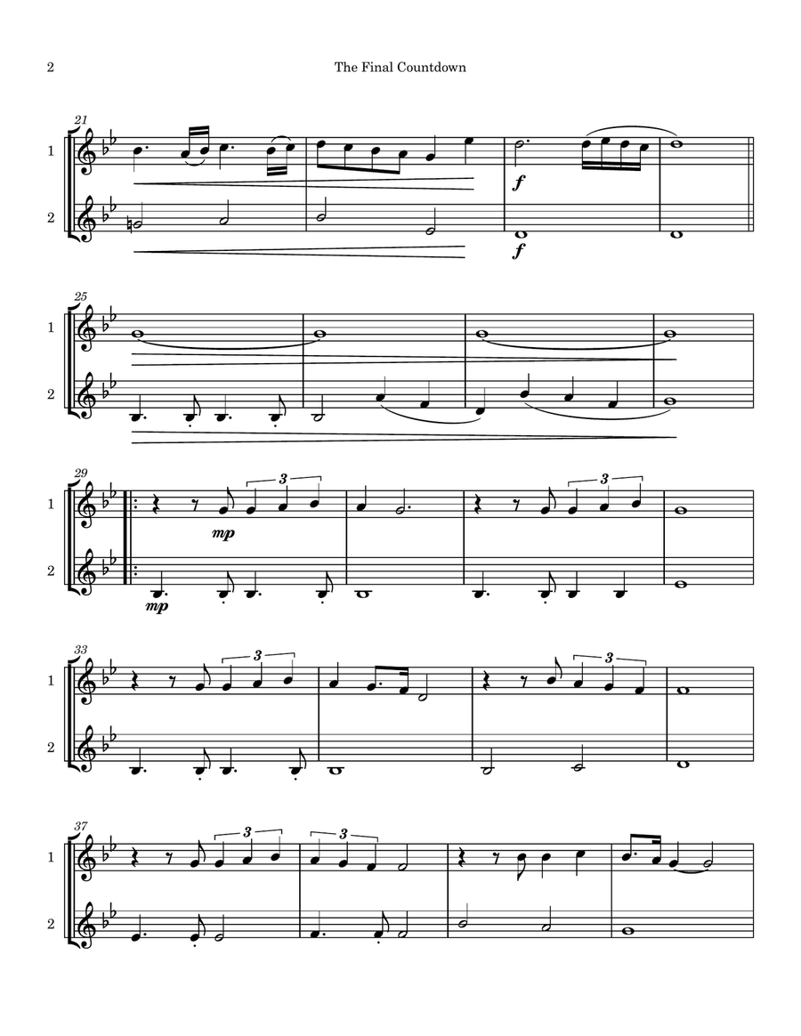 Final Countdown Final Countdown Trumpet Duet scores gallery preview page 2