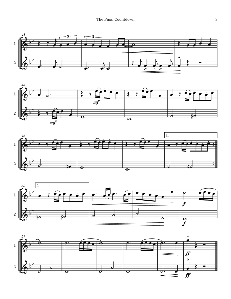 Final Countdown Final Countdown Trumpet Duet scores gallery preview page 3
