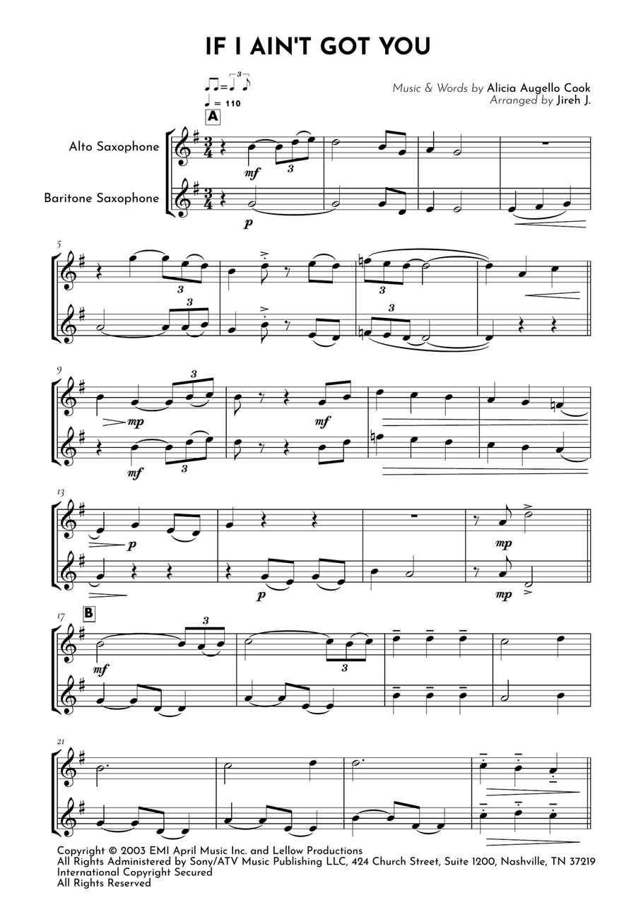 If I Ain't Got You If I Ain't Got You Baritone Saxophone scores gallery preview page 2