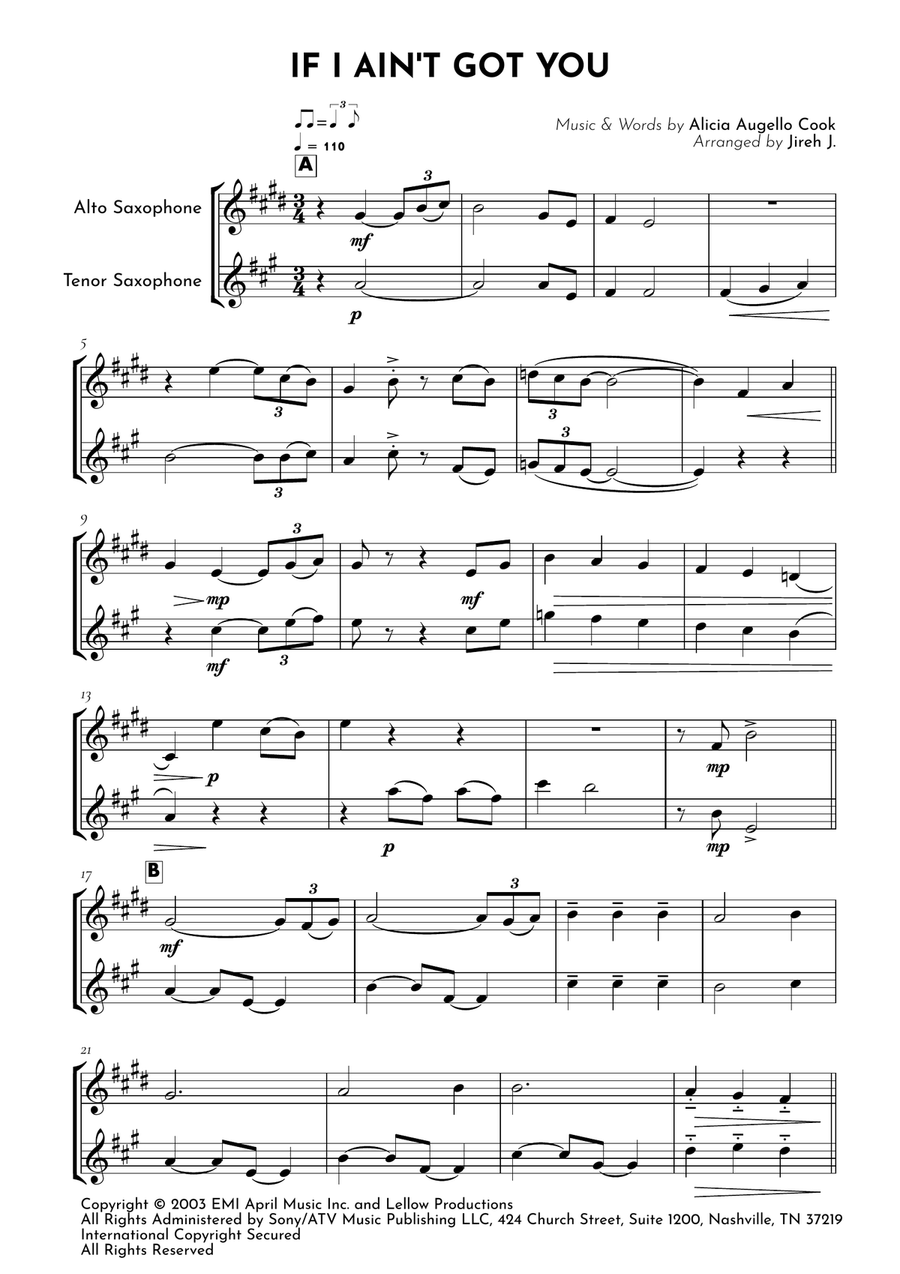 If I Ain't Got You If I Ain't Got You Tenor Saxophone scores gallery preview page 2