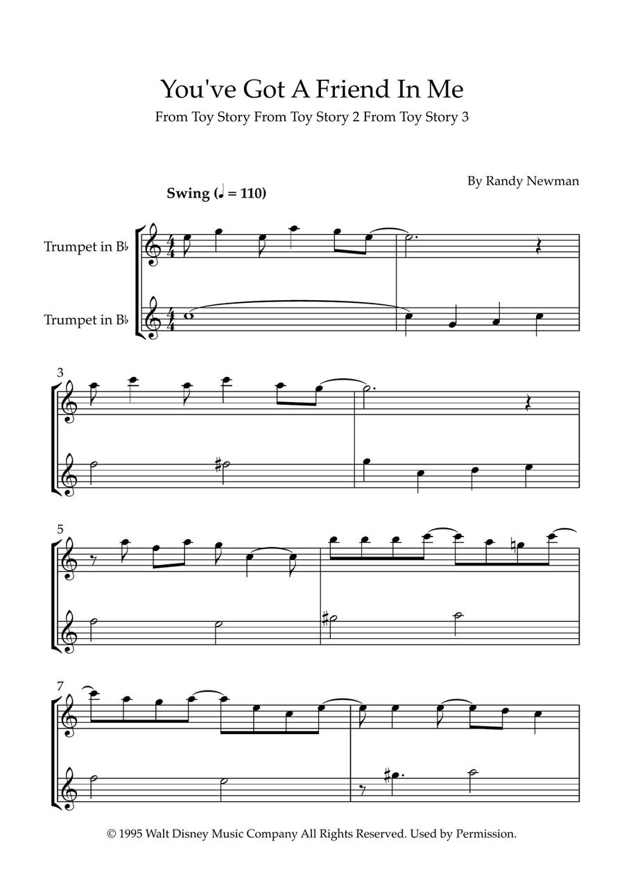 You've Got A Friend In Me Trumpet Duet scores gallery preview page 1