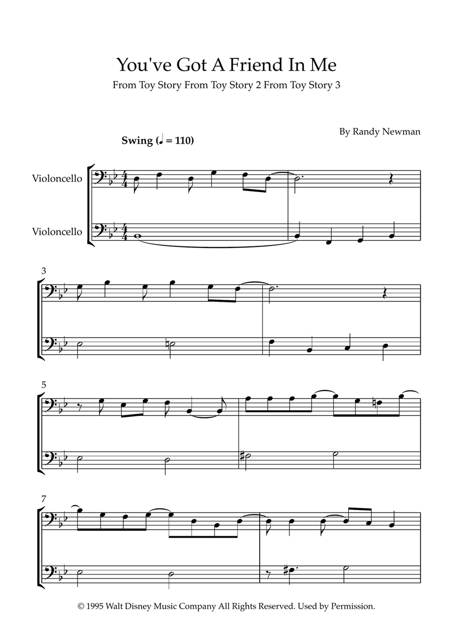 You've Got A Friend In Me String Duet scores gallery preview page 1
