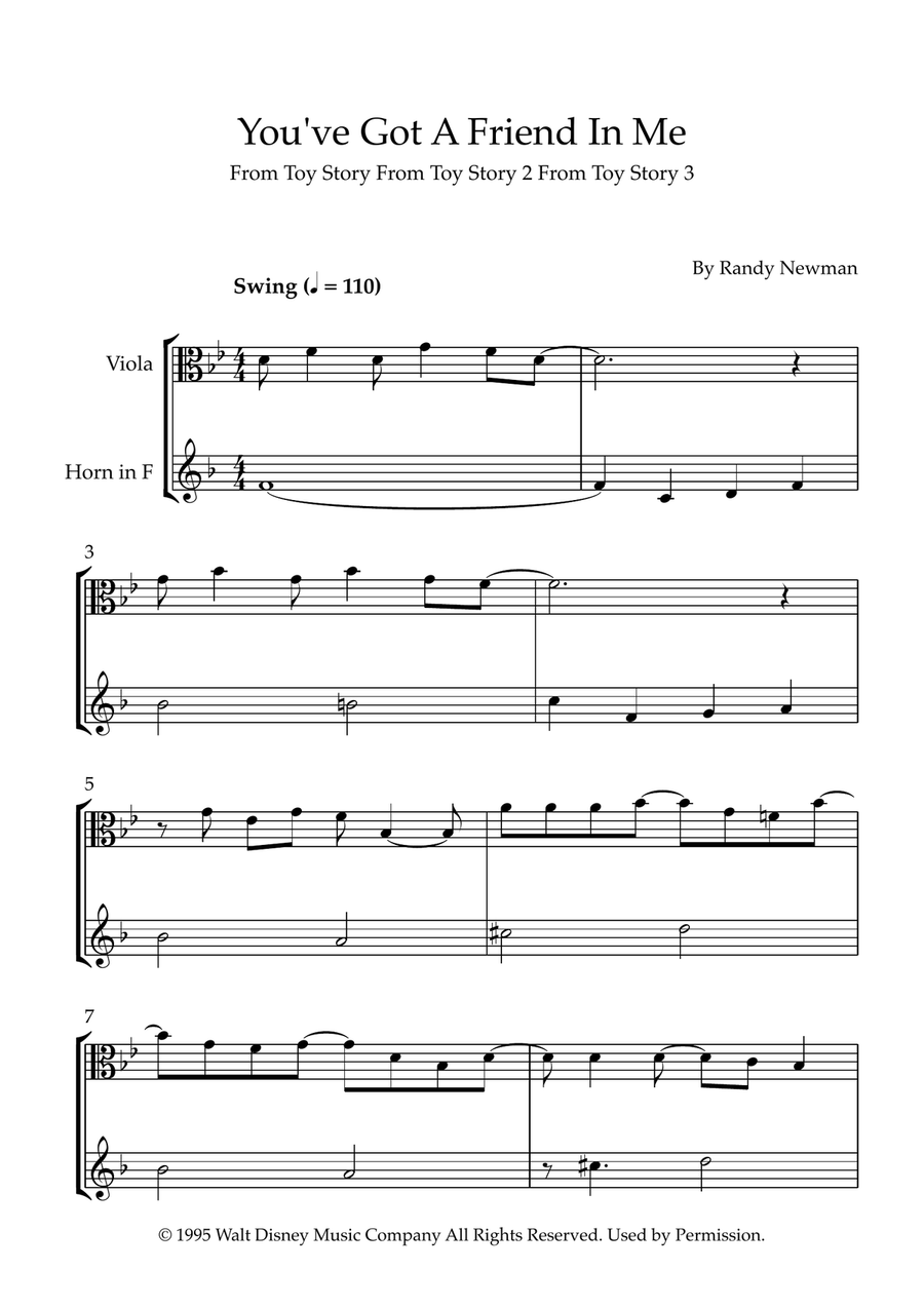 You've Got A Friend In Me Horn scores gallery preview page 1